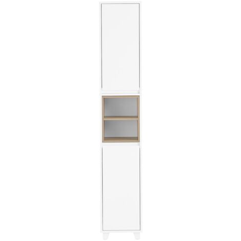 SoBuy Mobile a colonna bagno salvaspazio Mobile alto con 2 ante Mobile bagno stretto 30x30x170cm Bianco BZR147-W