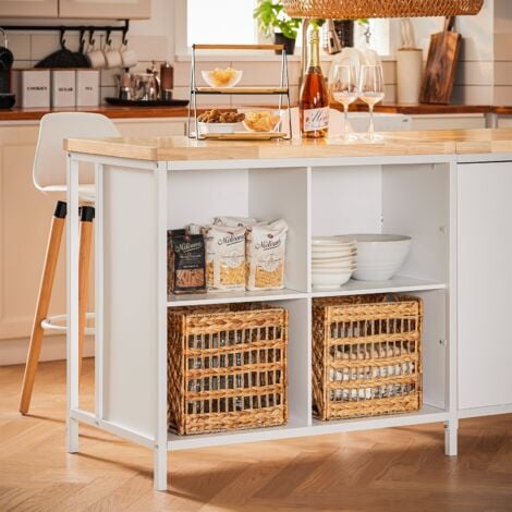 SoBuy Isola cucina Mobile da cucina autoportante Credenza Tavolo da bar design industriale Bianco 170x60x89cm KNL09-WN