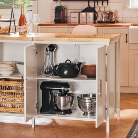 SoBuy Isola cucina Mobile da cucina autoportante Credenza Tavolo da bar design industriale Bianco 170x60x89cm KNL09-WN