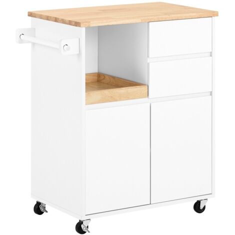 SoBuy Carrello cucina con 2 cassetti e 2 ante Carrello multiuso Bianco 72x40x84cm FKW123-WN