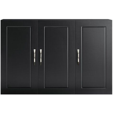 Armadietto pensile da bagno Mobile da parete per il cucina 3 ante 90x30x60cm SoBuy Nero FRG231-L-SCH