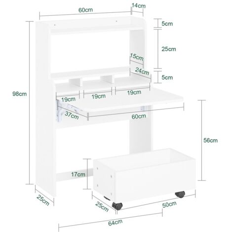 SoBuy Scrivania pieghevole Tavolo per computer con ripiani con