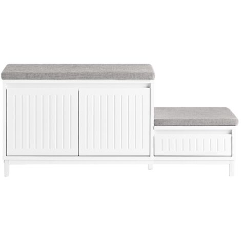 SoBuy Scarpiera con 2 posti Panca con 1 cassetto Panca per ingresso Scarpiera cassettiera per bambini Bianco 100x35x42cm FSR172-W