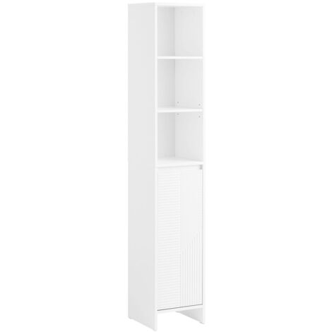 SoBuy Mobile colonna bagno con portabiancheria e Mobiletto stretto salvaspazio Bianco L30P30A170 cm BZR158-W