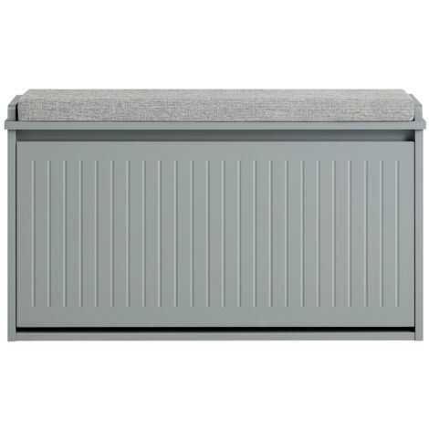 SoBuy Panca scarpiera, Scarpiera con patta e cuscino per scarpe, Grigio 80x26x45cm FSR98-L-HG