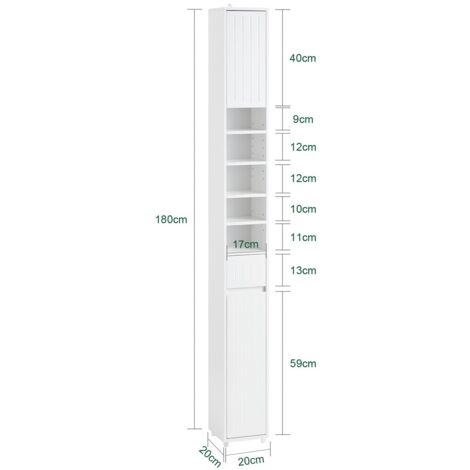 Home Collective Armadio bianco largo 60 cm alto 180 cm, armadio con 2 ante e 2 cassetti, bastone appendiabiti e 1 ripiano, armadio, camera da letto, soggiorno
