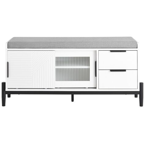 Panca da Ingresso con Cuscino Imbottito 60x30x45 cm Kobe Bianca