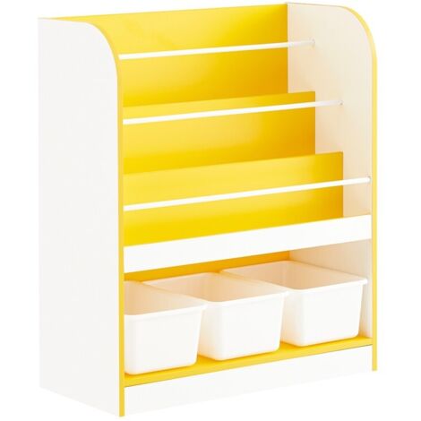 SoBuy Scaffale per bambini con 3 ripiani e 5 scomparti Aperti Scaffale Libreria per bambini Naturale