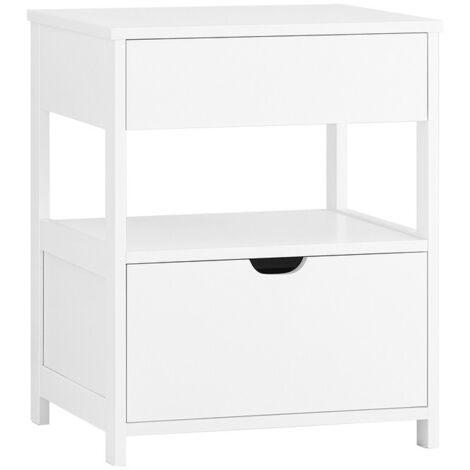 Comodino con 2 cassetti Tavolino da divanobianco 40x40x48 cm