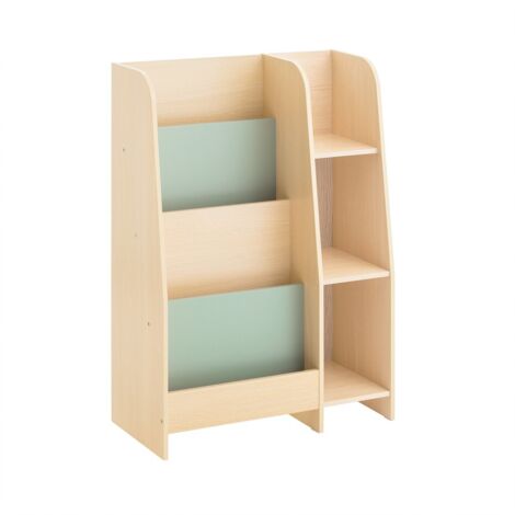 SoBuy Scaffale Per Bambini Con 3 Ceste In Tessuto E Ruote – Libreria Portagiochi 80x30x63 Cm (Grigio Chiaro) - 4
