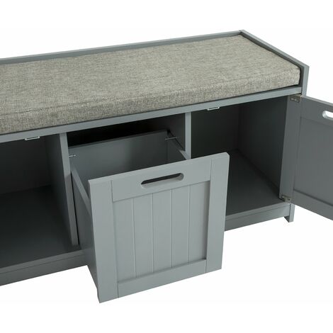 SoBuy Scarpiera da Ingresso con cassetto e 2 armadietti cassapanca Camera  da Letto Carico Massimo120 kg 90x45x35cm Grigio FSR80-SG