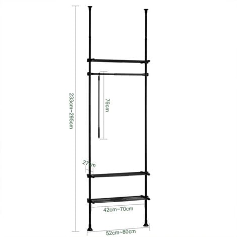 SoBuy Cabina Armadio Guardaroba componibile, Altezza e Lunghezza Regolabile  Altezza :200-270 cm Bianco KLS04-W