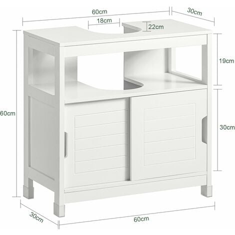 SoBuy Mobile Sottolavabo Per Bagno con Poggiapiedi Sottolavabo Bagno Mobile Bagno Sottolavabo Bianco FRG128-II-W