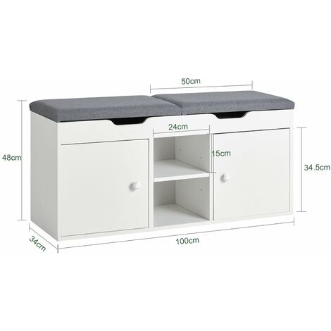 SoBuy Scarpiera da Ingresso Cassapanca Portascarpe con Cuscino  FSR96-W