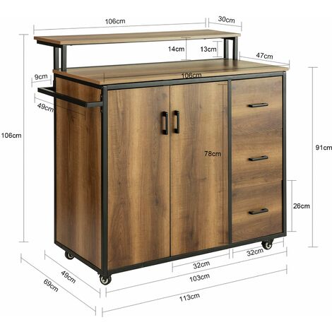 SoBuy - Mobile Microonde Credenza Cucina Con Route, mdf E Pb Di