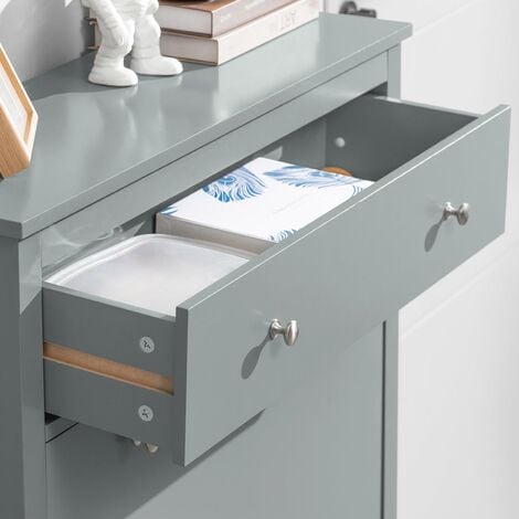 SoBuy Scarpiera con 2 ribalte Scarpiera con cassetto Scarpiera Scaffali portascarpe grigio 80x25X108cm FSR89-HG