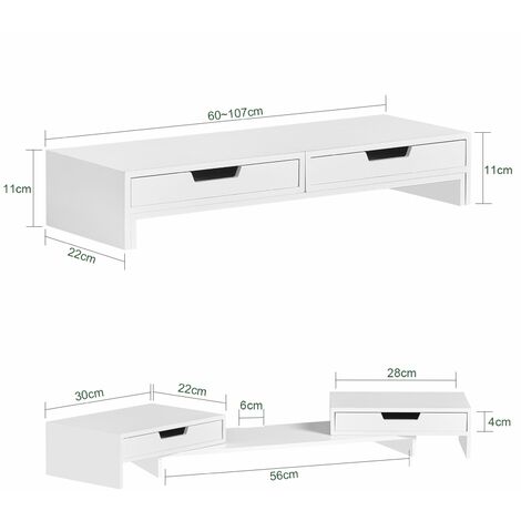 SoBuy Supporto Monitor pc da scrivania per 2 Monitors Angoli Girevole con 2  Organizzatore cassetti Supporto