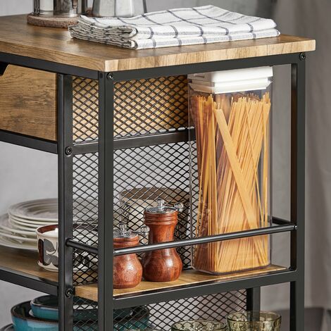 SoBuy Carrello da portata con 6 ripiani e 1 cassetto Carrello laterale Carrellino da cucina con ruote FKW99-N