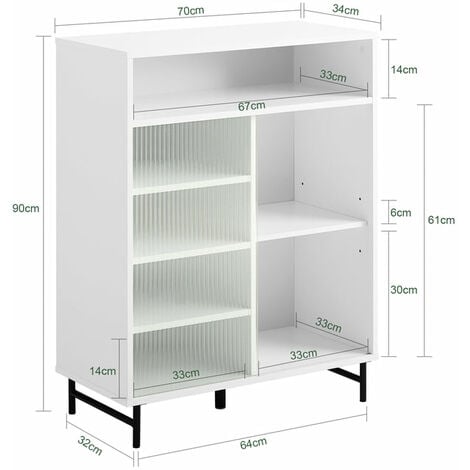 Credenza Alta Per Cucina Mobile Buffet Con Anta Scorrevole Mobile Ingresso  Armadio Multifunzionale 80x34x170cm FSB83-N SoBuy