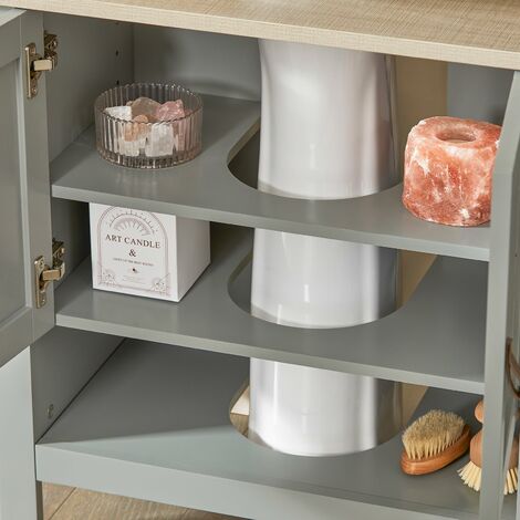 Mobile sottolavabo con anta scorrevole Mobile bagno Mobile lavabo Grigio chiaro 60x30x60cm BZR69-II-HG SoBuy
