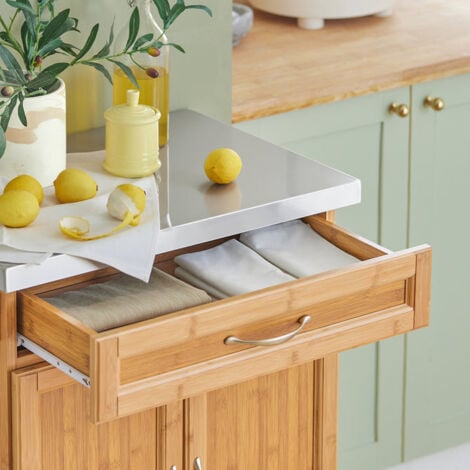 SoBuy Carrello Cucina,Credenza Cucina,Mobile Cucina Con Route,Legno FKW13-N