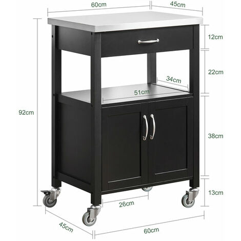 SoBuy  Carrello cucina, carrello da servizio colore:Nero, FKW22-SCH