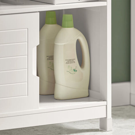 SoBuy Mobile Sottolavabo Per Bagno con Poggiapiedi Sottolavabo Bagno Mobile Bagno Sottolavabo Bianco FRG128-W