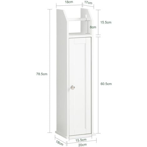 SoBuy FRG135-W,Piantana portarotolo e portascopino 2 in 1, Mobile bagno,  bianco, IT