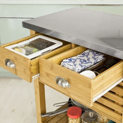 SoBuy Carrello di servizio,Scaffale da cucina,Tavolo cucina,FKW40-N