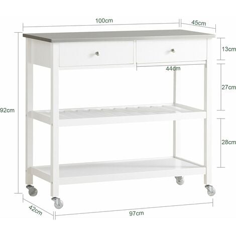 SoBuy Carrello di servizio,Tavolo consolle,Mobile ingresso,piano in acciaio, FKW47-W