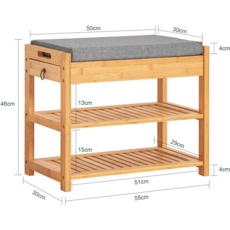 SoBuy Scarpiera da ingresso, Cassapanca,Portascarpe con cuscino e cassetto,FSR49-N