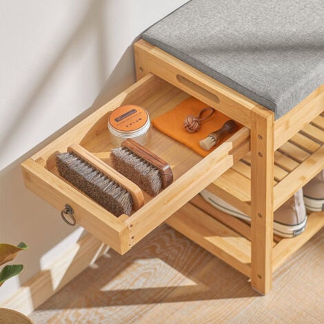 SoBuy Scarpiera da ingresso, Cassapanca,Portascarpe con cuscino e cassetto,FSR49-N