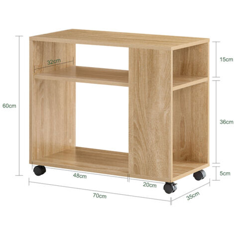 SoBuy FBT34-N,Tavolino basso da salotto con ruote,Mobile multiuso