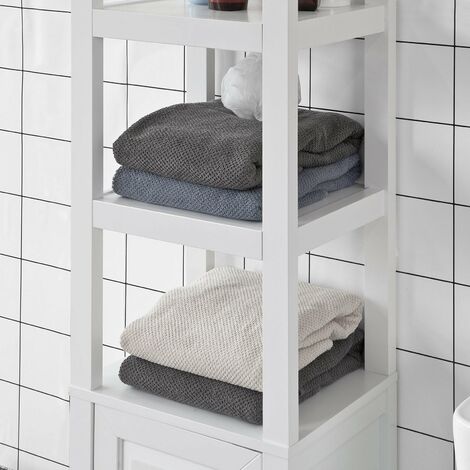 SoBuy Mobiletto Bagno Colonna Bagno Cassettiera Bagno Bianco Con Cassetti Frg205-W