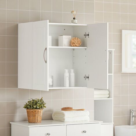 Mobile Lavanderia con 2 Ante In Specchio Pensile Bagno Salvaspazio  Armadietto Bagno Da Parete L48P17A48cm BZR94