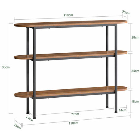 Tavolo Consolle da ingresso Tavolino stretto Tavolo decorativo Marrone 110x25x86cm FSB67-WS SoBuy