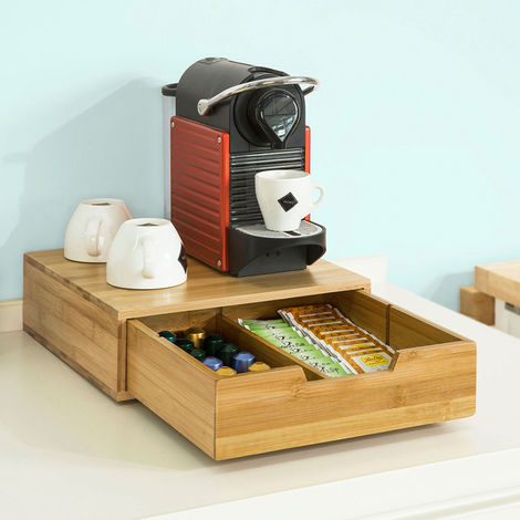 Cassetto portacialde caffè e capsule in legno per macchina caffè, p