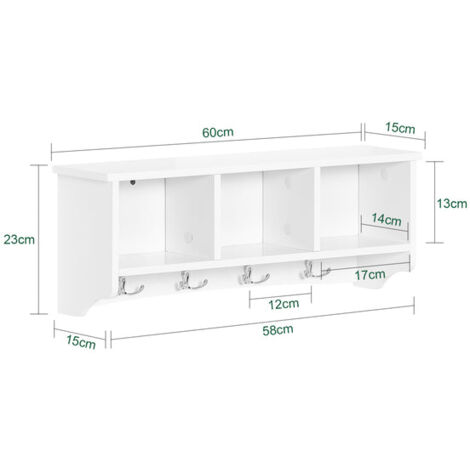 SoBuy Portachiavi da parete Appendichiavi Appendiabiti Mensola da bagno L60cm Bianco FRG48-W