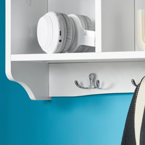 SoBuy Portachiavi da parete Appendichiavi Appendiabiti Mensola da bagno L60cm Bianco FRG48-W