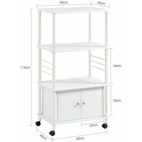 SoBuy Mensole per Forno a microonde, Carrello da cucina, armadietto cucina Bianco FRG12-W