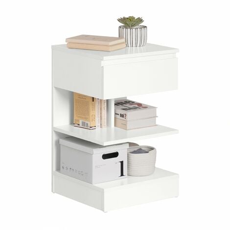 SoBuy Tavolino da divano, tavolino da soggiorno, Comodini letto,con cassetto Bianco FBT49-W