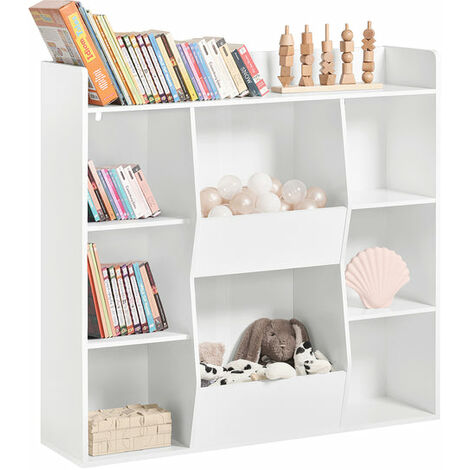 Libreria per bambini Scaffale con 8 scomparti aperti Scaffale per  giocattoli Bianco 106x30 x104cm KMB55-W SoBuy