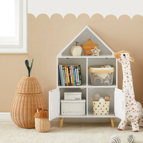 Libreria Per Bambini In Legno Rosa Con 2 Scatole Portaoggetti In Nylon – Scaffale Libri E Giocattoli - 2