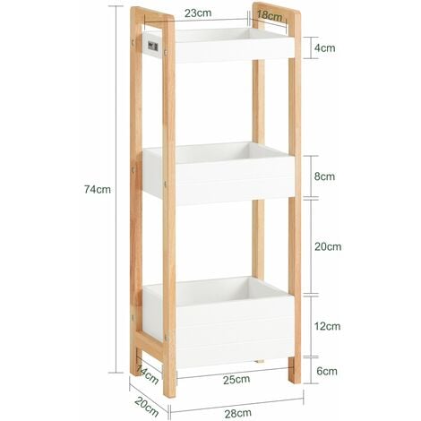 SoBuy biancheria bagno cesta bagno cesta biancheria Scaffale Bagno cesta scaffale mobili bagno salvaspazio bianco FRG226-WN