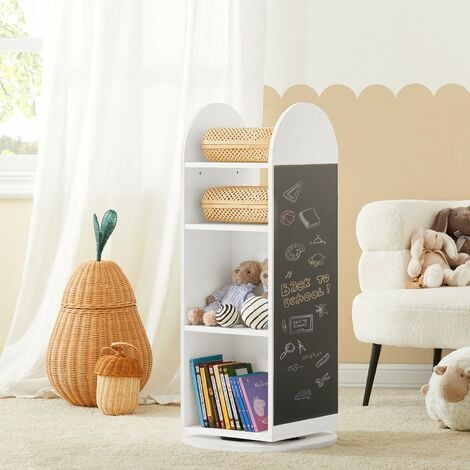 Scaffale per giocattoli Libreria con lavagna per bambini Scaffale  portaoggetti Scaffale girevole 360 gradi liberamente ruotabile