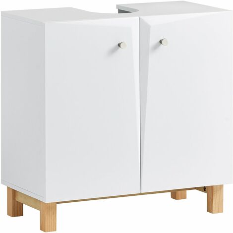 Mobile Sottolavabo a Terra Mobile Bagno Con Armadietto Mobiletto Bagno Salvaspazio In Legno Bianco 60x30x60cm BZR92-W SoBuy
