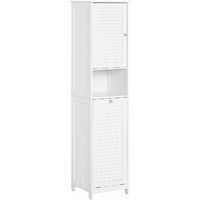 Mobile A Colonna Bagno Salvaspazio Mobile Alto Con Borsa Portabiancheria Pieghevole Bianco L40xP38xA170 Cm BZR124-W