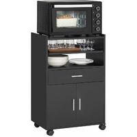 SoBuy Scaffale per Forno a microonde, Carrello da cucina,credenza con route, Nero FSB09-SCH