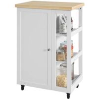 Carrello Cucina Credenza Bianca con Armadio e portabottiglie Bianco FKW75-WN
