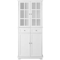 SoBuy Credenza Alta Per Cucina Mobile Buffet In Legno Con 6 Scomparti E 2 Cassetti Armadio Dispensa In Stile Moderno Bianco 75x40x175cm FSB76-W
